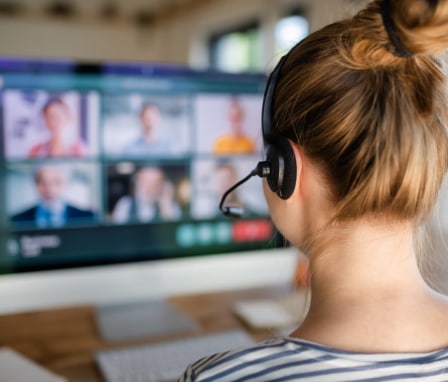 Person on video call on her computer